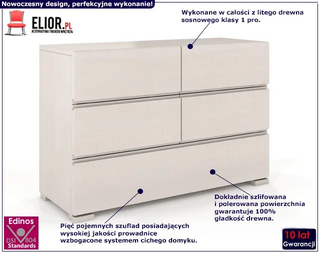 Komoda drewniana z szufladami Narcyx 4S - Biały mat