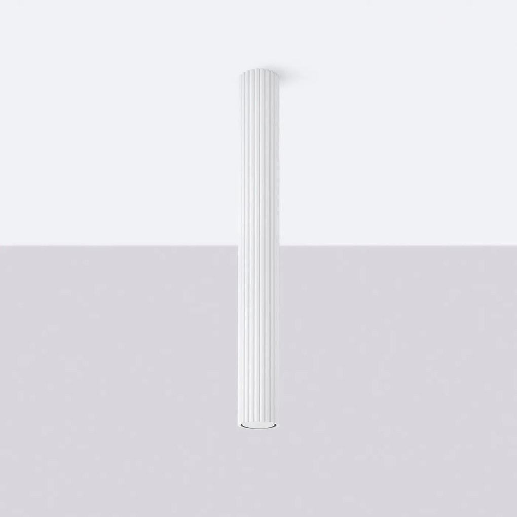 Plafon KARBON 60 biały ryflowany SOLLUX LIGHTING