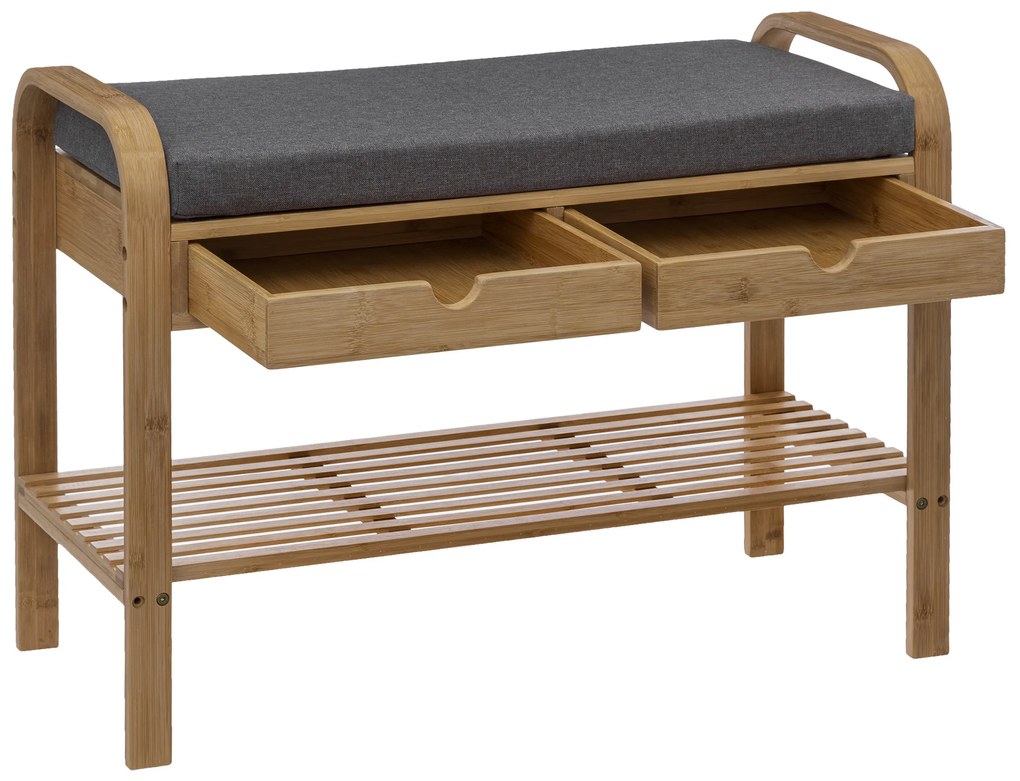 Szafka na buty z siedziskiem ZEN, bambus, 74 x 34 x 55 cm
