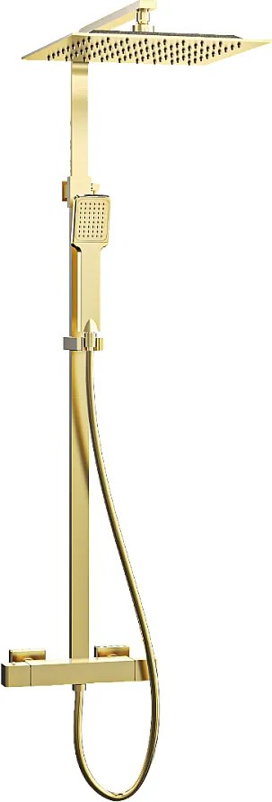 Quartos 300 kolumna prysznicowa termostatyczna szczotkowanego złota - Essebagno