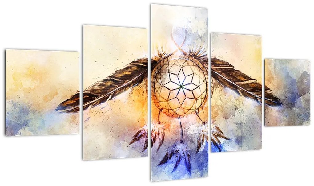 Obraz - Łapacz snów z piórami (125x70 cm)