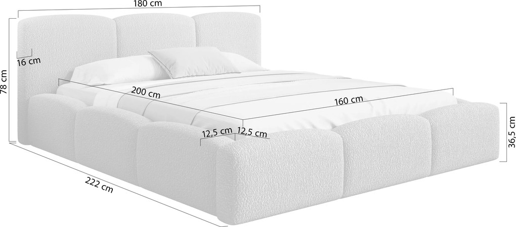 Łóżko tapicerowane Marios 160x200 z pojemnikiem - beżowa bukla Quelle 03