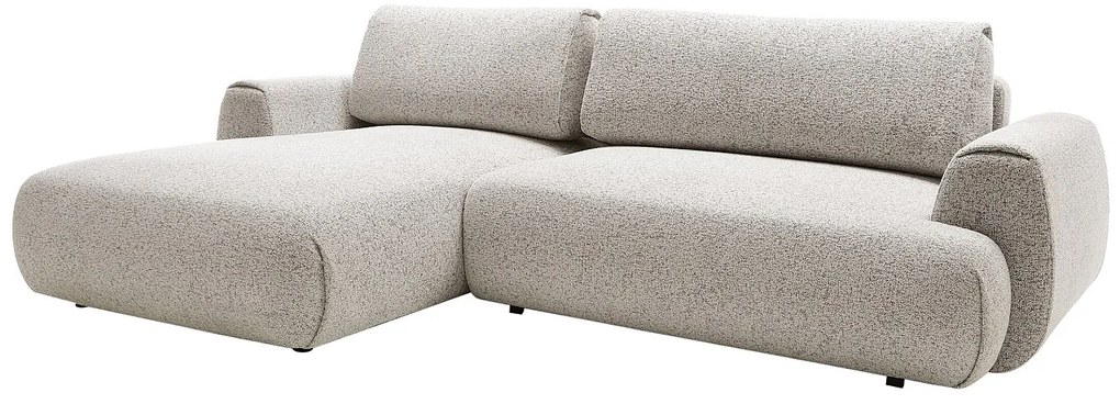 Kanapa narożna lewostronna rozkładana z szarą melanżową tapicerką - MONELIA