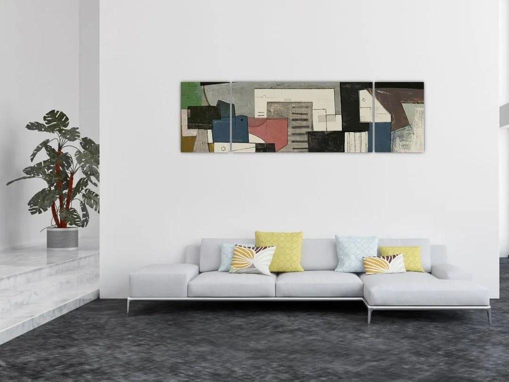 Obraz - Abstrakcja, kubizm (170x50 cm)
