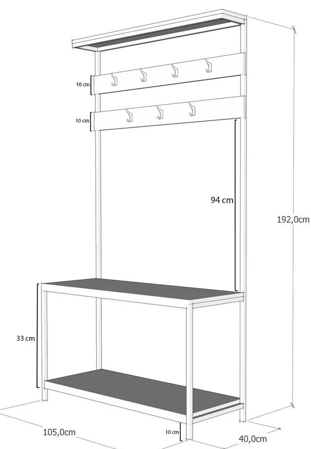 Czarny zestaw do przedpokoju w dekorze sosny Girne – Kalune Design