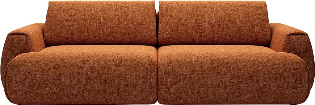 Kanapa 4-osobowa rozkładana z tkaniny szenilowej w kolorze terakotowym MONELIA