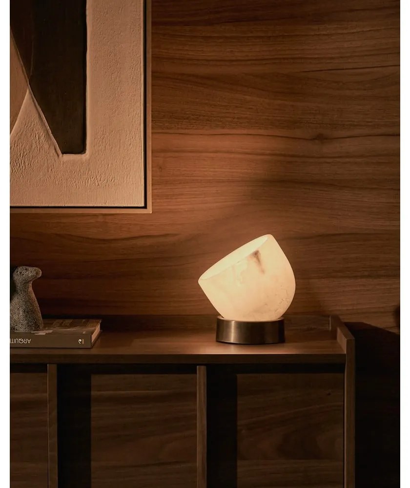 Lampa stołowa w kremowo-mosiężnym kolorze (wysokość 17 cm) Shenli – Kave Home