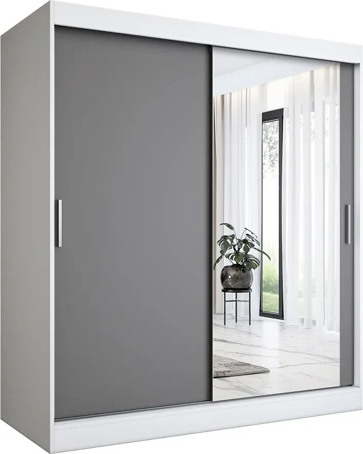 Szafa przesuwna biel + antracyt 180 cm H5-Z35