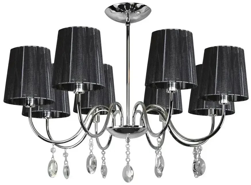 Czarna ośmioramienna lampa wisząca glamour - D262 T9-R62
