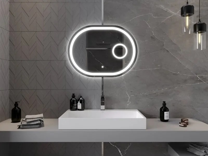 Mexen Umba lustro łazienkowe podświetlane z lusterkiem kosmetycznym 80 x 60 cm, LED 6000K, antypara - 9822-080-060-611-00