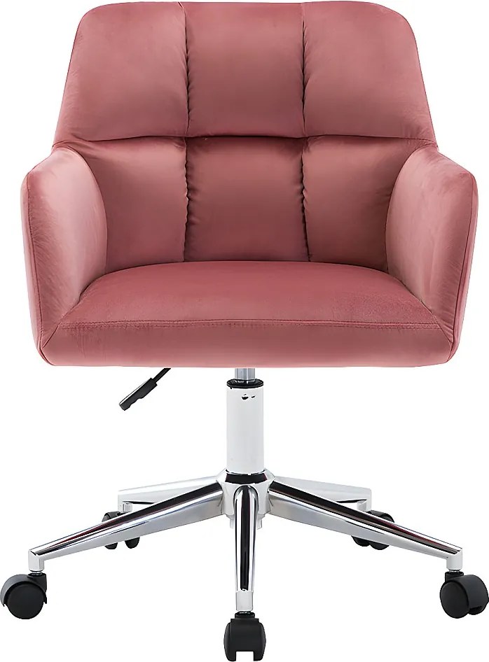 Krzesło biurowe - Welur - Różowe - Regulowana wysokość - PEGA