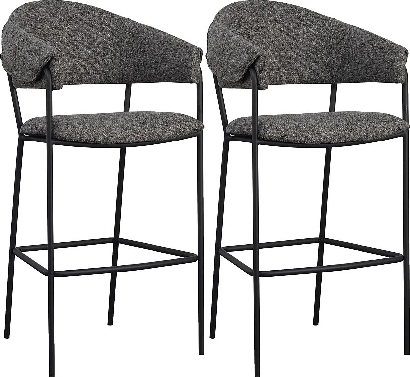 Zestaw 2 krzeseł barowych - tkanina i metal - antracyt - KARTAR