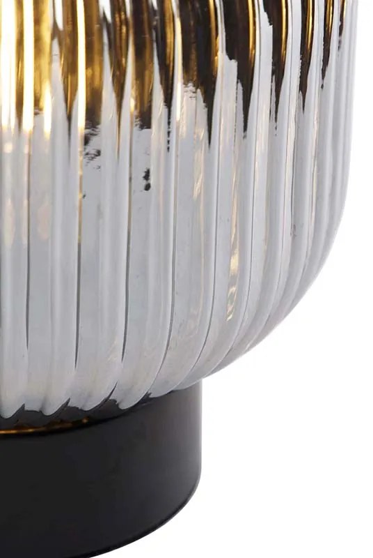 Lampa stołowa art deco czarna z dymionym szkłem - Karel ArtDeco Oswietlenie wewnetrzne