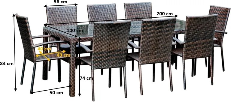 Zestaw mebli ogrodowych 8 osób Sottile