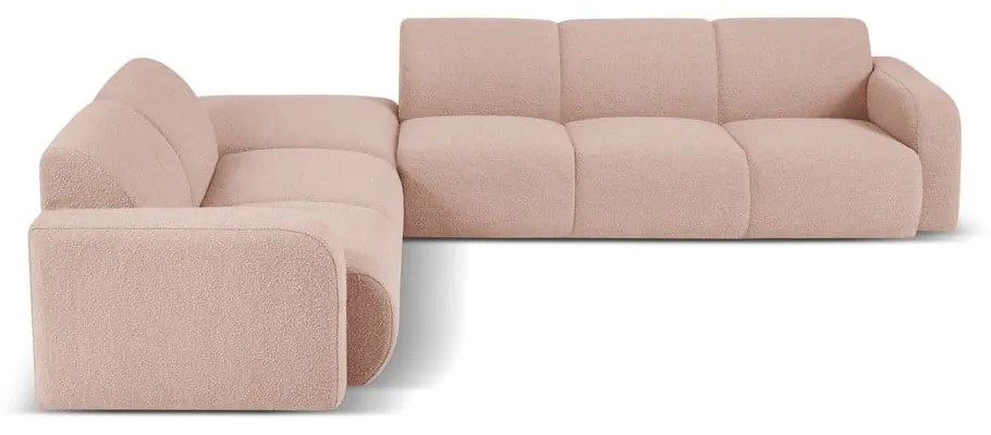 Różowy narożnik z materiału bouclé (lewostronny) Molino – Micadoni Home