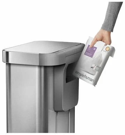 Simplehuman Kosz na śmieci z pedałem 55 l, srebrny, 55 l
