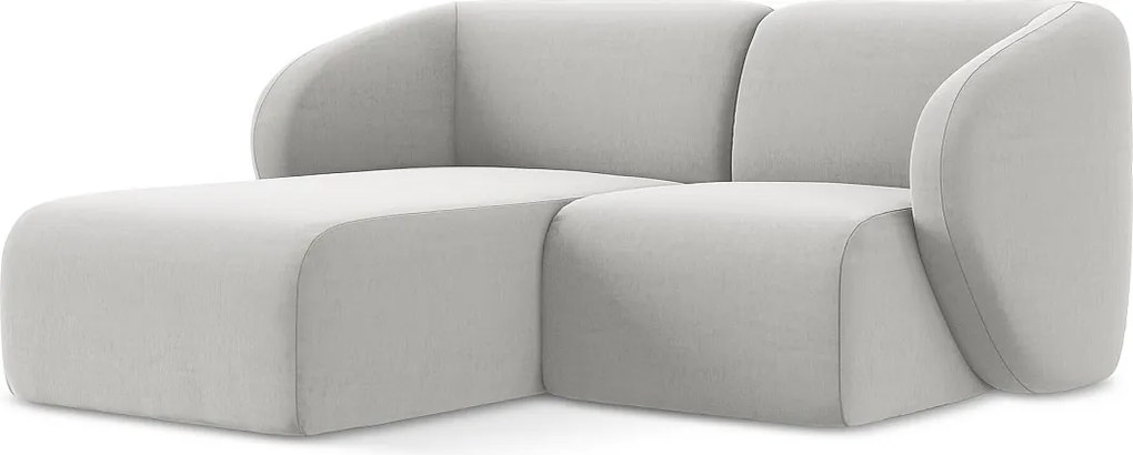 Narożnik lewostronny - z tkaniny welwetowej - srebrny - LANI