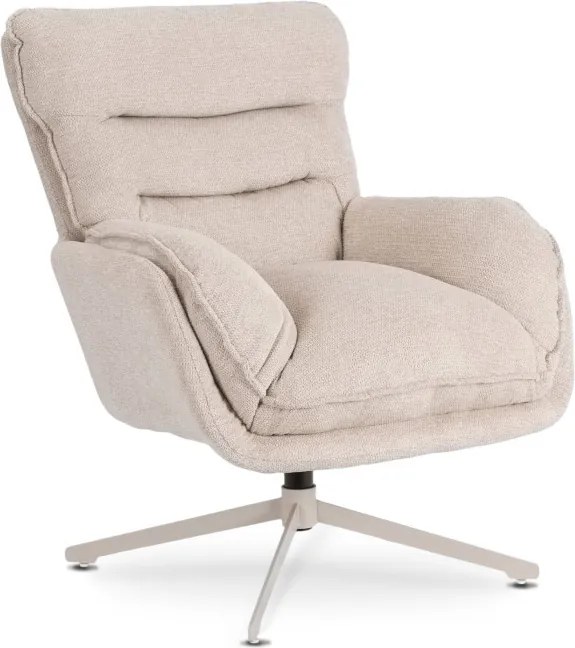 Fotel Wypoczynkowy Obrotowy PASADENA z Podnóżkiem Kremowy Nowoczesny