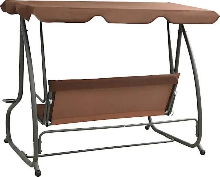 Brązowa huśtawka ogrodowa z baldachimem D0-N90