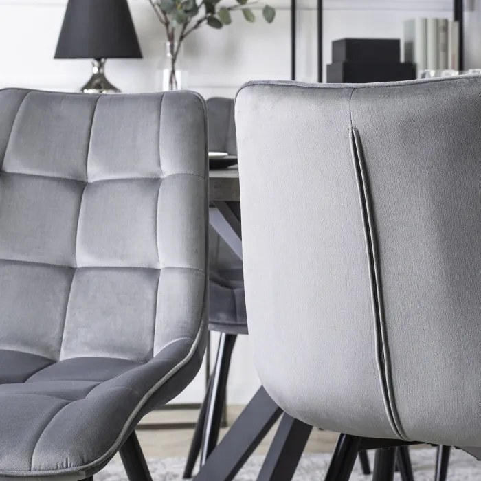 Krzesło Tapicerowane do Jadalni RIO Szare Welurowe Nowoczesne Loft