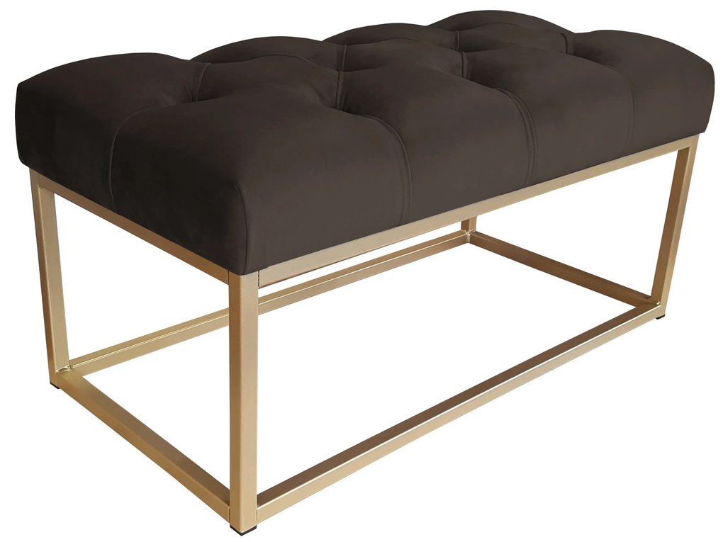 Ławka CHESTERFIELD LOFT podstawa złota pufa podnóżek MG05