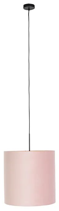 Lampa wisząca z różowym aksamitnym abażurem ze złotem 40 cm - CombiWiejski/ Rustykalny / Vintage Oswietlenie wewnetrzne