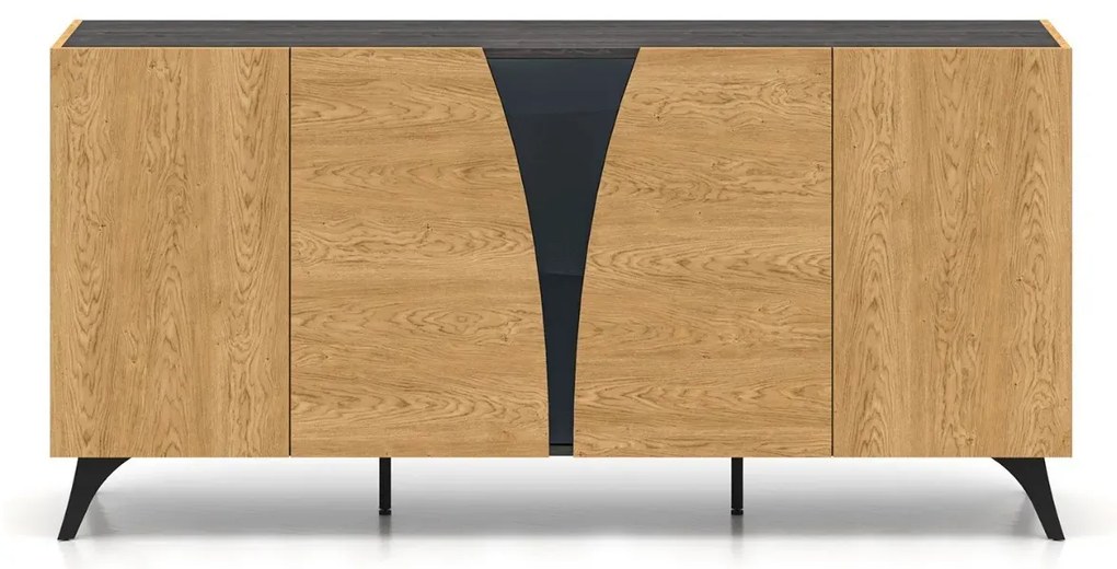 Komoda HESTIA 5D 170cm dąb/czarna ML MEBLE
