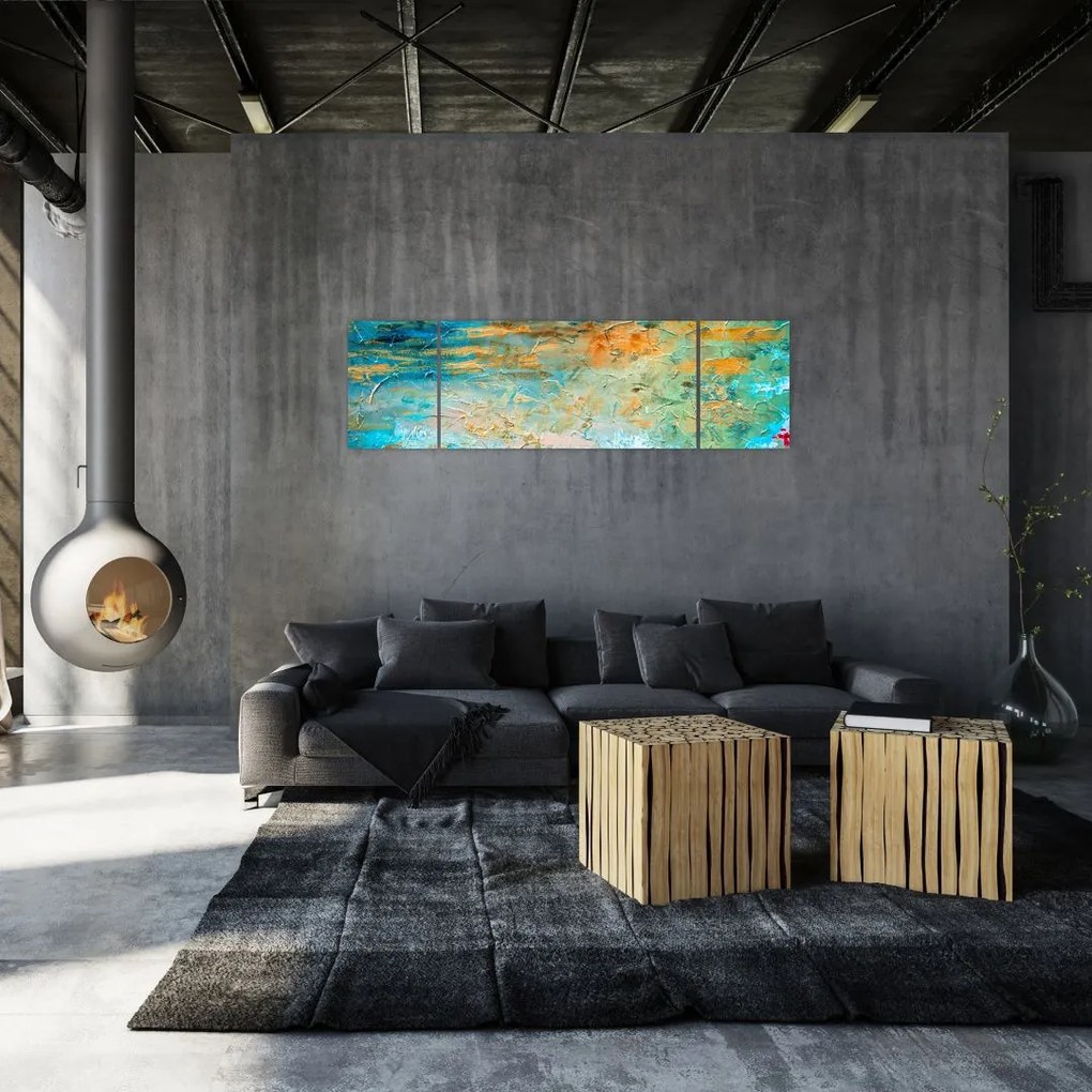 Obraz niebieskiej abstrakcji (170x50 cm)