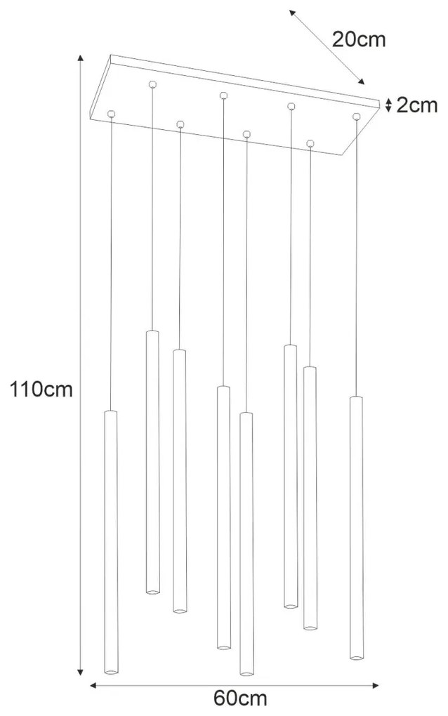 Czarna lampa wisząca nad stół 8 sopli - S813-Skira