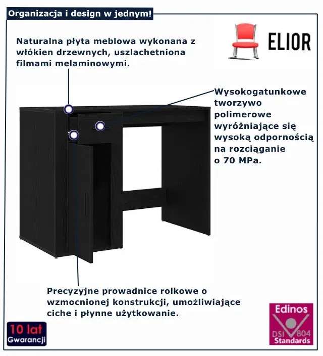 Nowoczesne biurko czarny dąb - Fizz