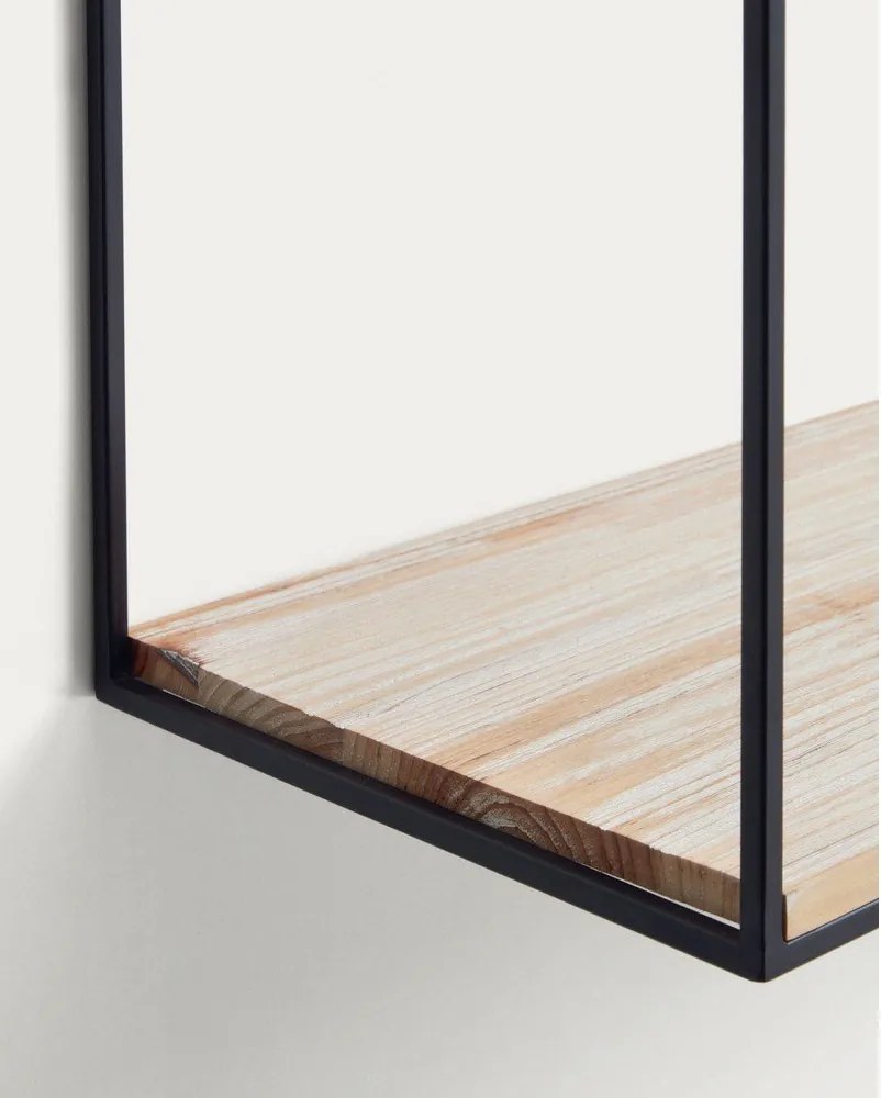 Czarno-naturalna półka z litego drewna jodłowego 90 cm Elisha – Kave Home