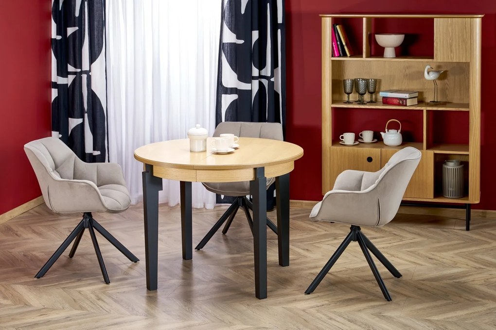 Okrągły rozkładany stół do jadalni Sorbus Halmar, dąb naturalny / czarny