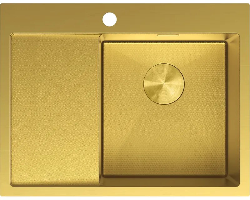 Mexen Exar zlewozmywak stalowy 1-komorowy z ociekaczem prawy 620 x 480 mm, złoty HC - 6432621005P-55HC