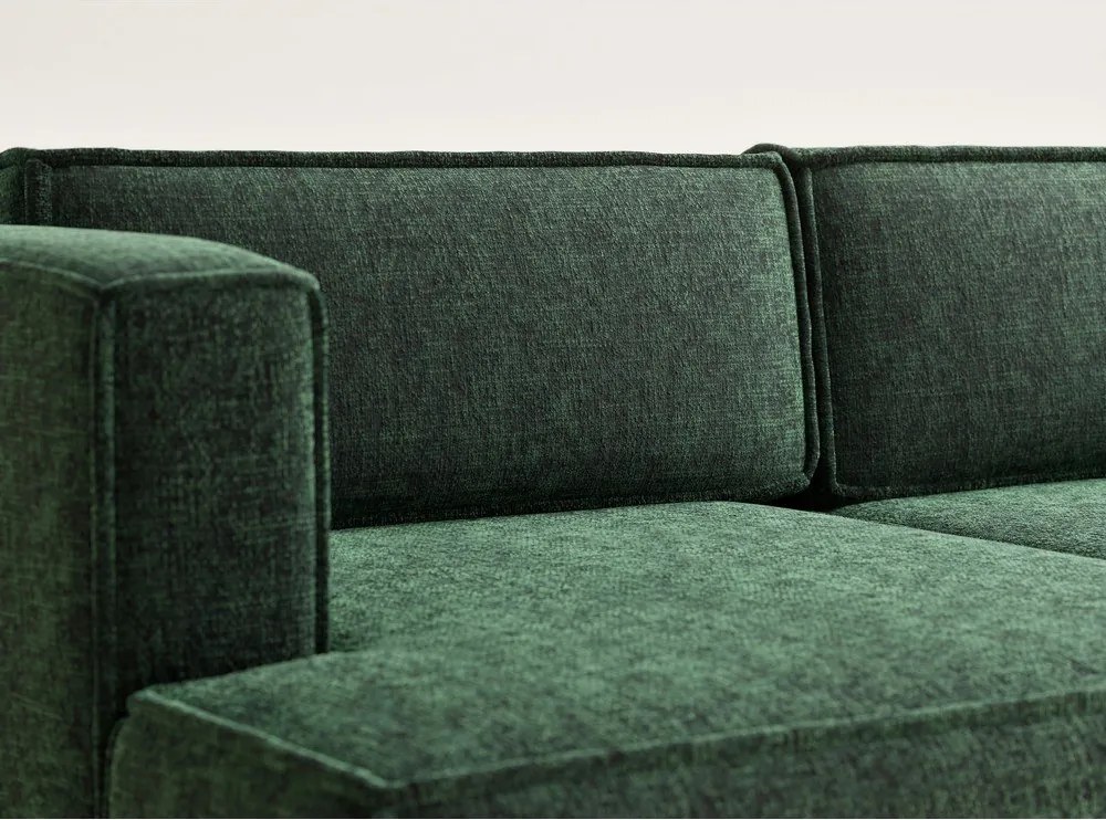 Ciemnozielony rozkładany/ze schowkiem narożnik z tkaniny szenilowej (lewostronny/z szezlongiem) Velto – Maison de Rêve