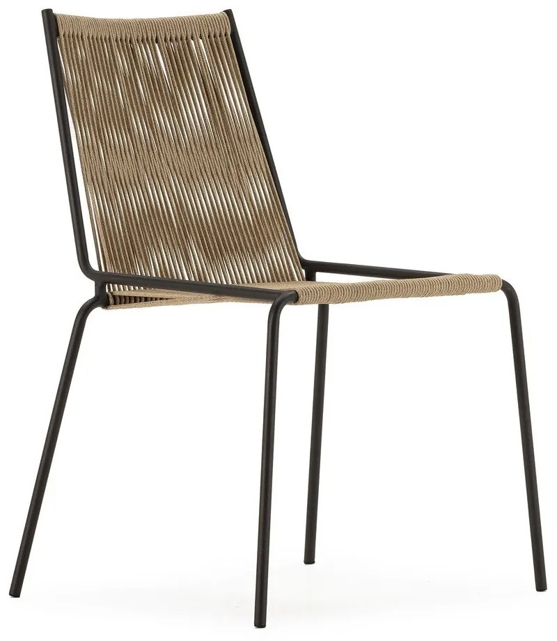 Beżowe metalowe krzesła zestaw sztaplowane 2 szt. Emily – Marckeric