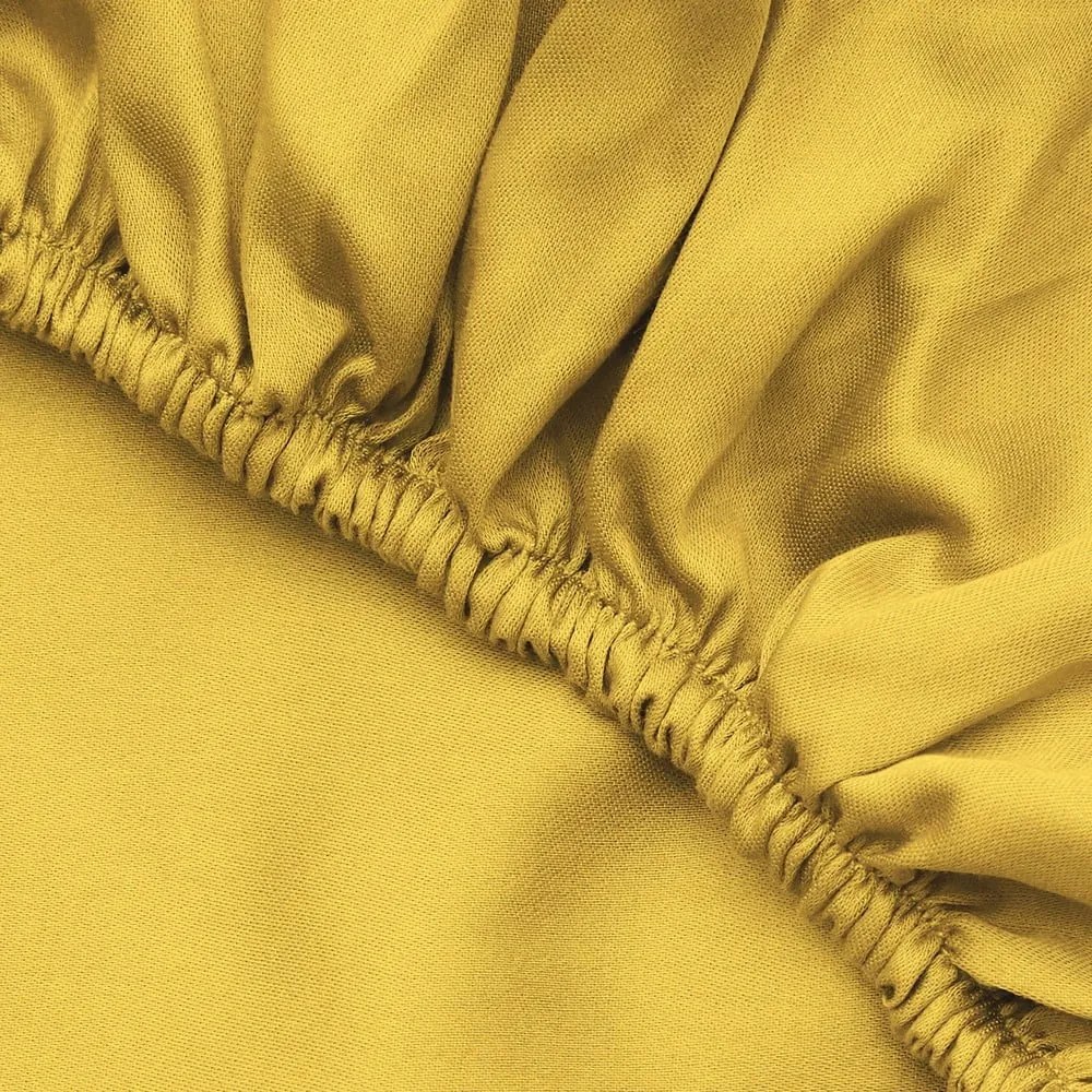 Żółte bawełniane prześcieradło z gumką 140x200 cm – Mijolnir