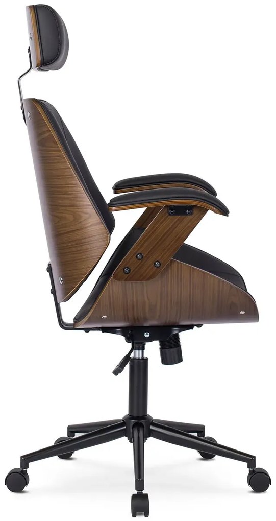 Designerski fotel gabinetowy czarny + orzech - Hibi