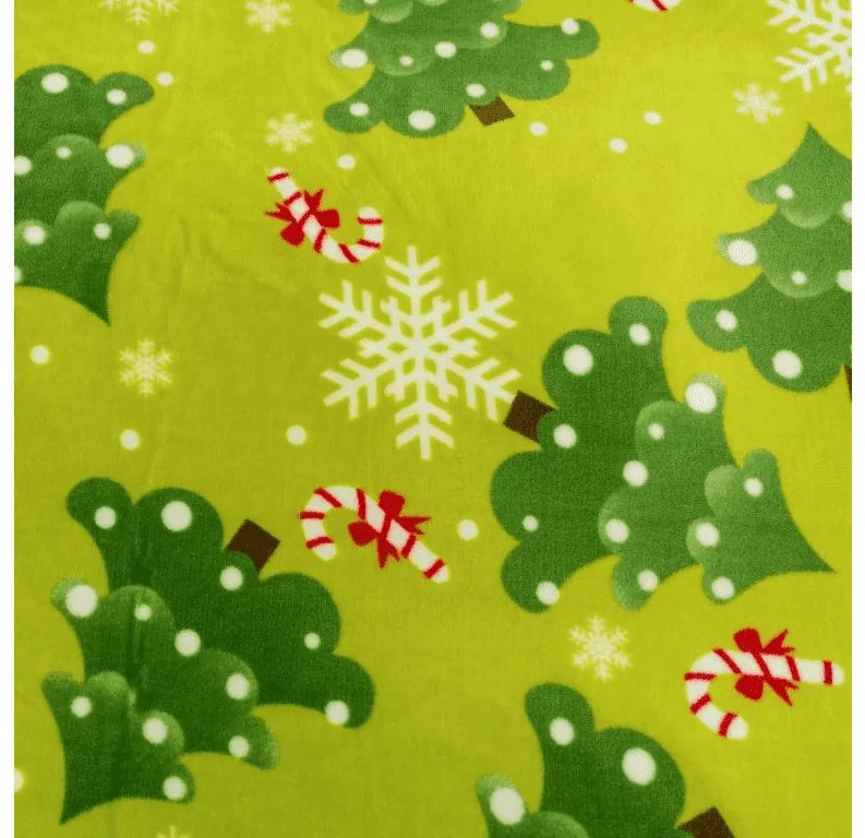 PrzytulneMieszkanie.pl PrzytulneMieszkanie.pl PrzytulneMieszkanie.pl Zestaw pościeli z mikropluszu CHRISTMAS TREE zielony + prześcieradło z mikropluszu SOFT 180x200 cm białe, podwójne łóżko