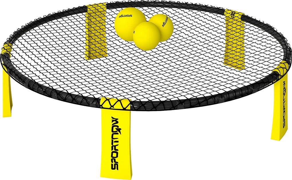 SPORTNOW Zestaw Roundnet z siatką 3 piłki torba pompka Zestaw do Spikeballa Ø92 x 20 cm Żółty