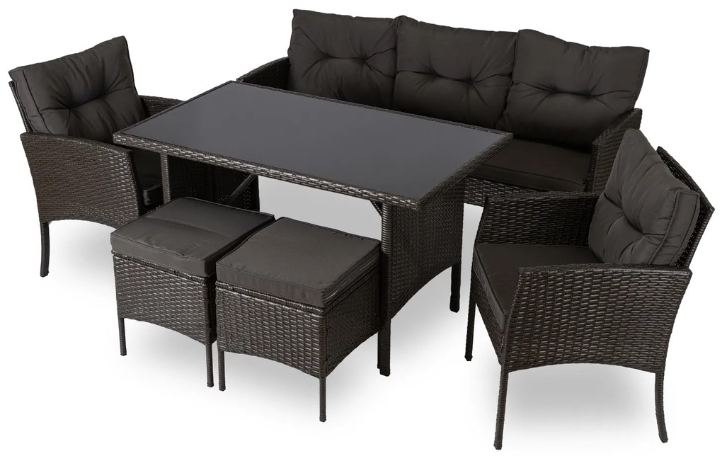 Zestaw mebli ogrodowych ze stołem obiadowym Atlanta, czarny