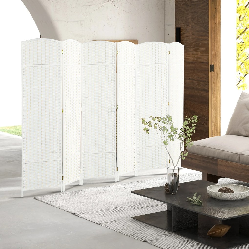 HOMCOM 6-częściowy dzielnik przestrzeni, składana osłona prywatności, ścianka osłonowa do salonu, sypialni, biura domowego, Biała