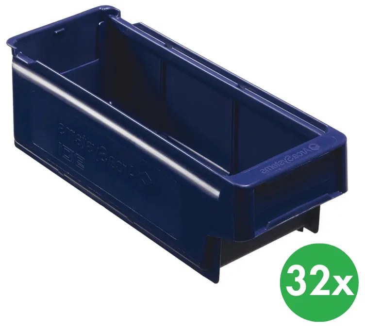 Regałowe pojemniki z tworzywa sztucznego MAX typ A - 115 x 300 x 100 mm, 32 szt.