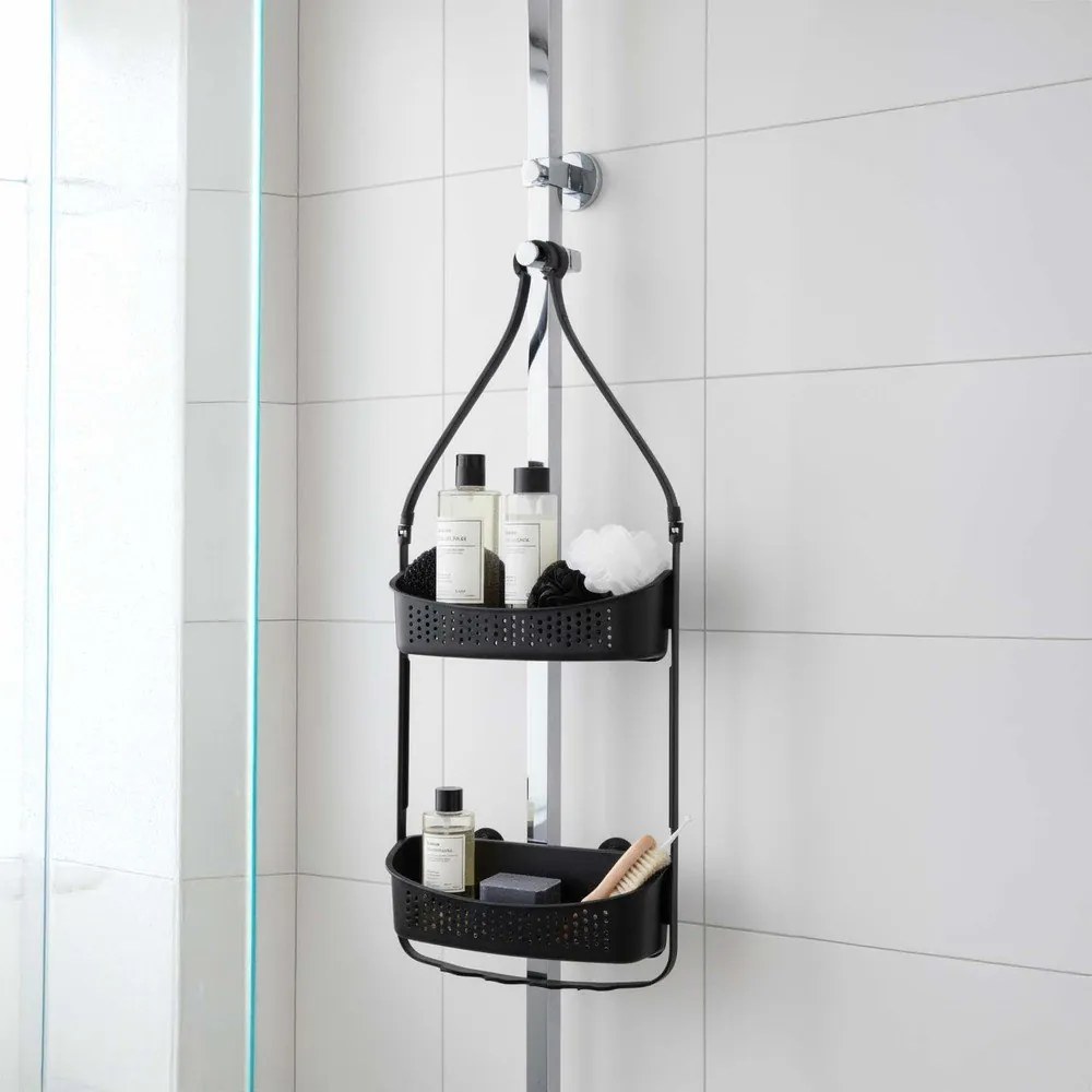 Wisząca plastikowa półka łazienkowa w kolorze matowej czerni Vesper – douceur d'intérieur