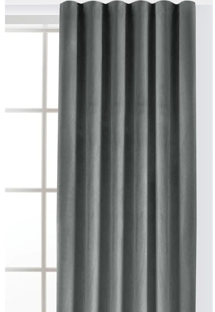 Szara aksamitna zasłona częściowo zaciemniająca (dimout) 400x270 cm Velto – Filumi