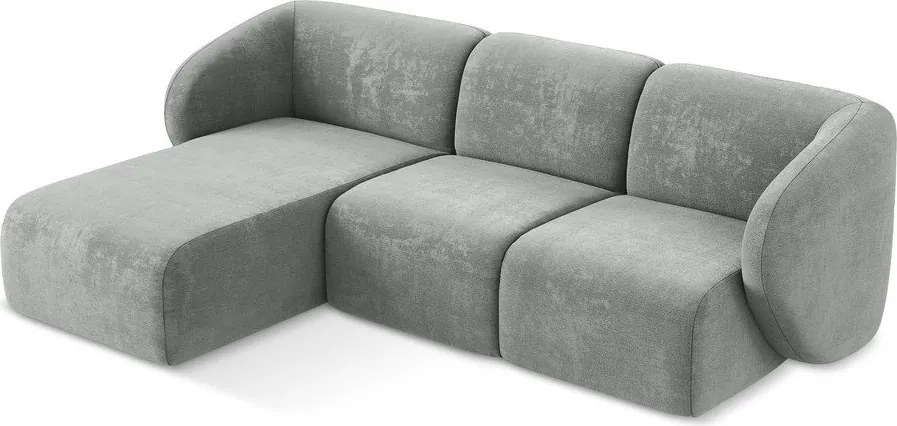 Szary narożnik z tkaniny szenilowej (lewostronny/z szezlongiem) Lani – Makamii