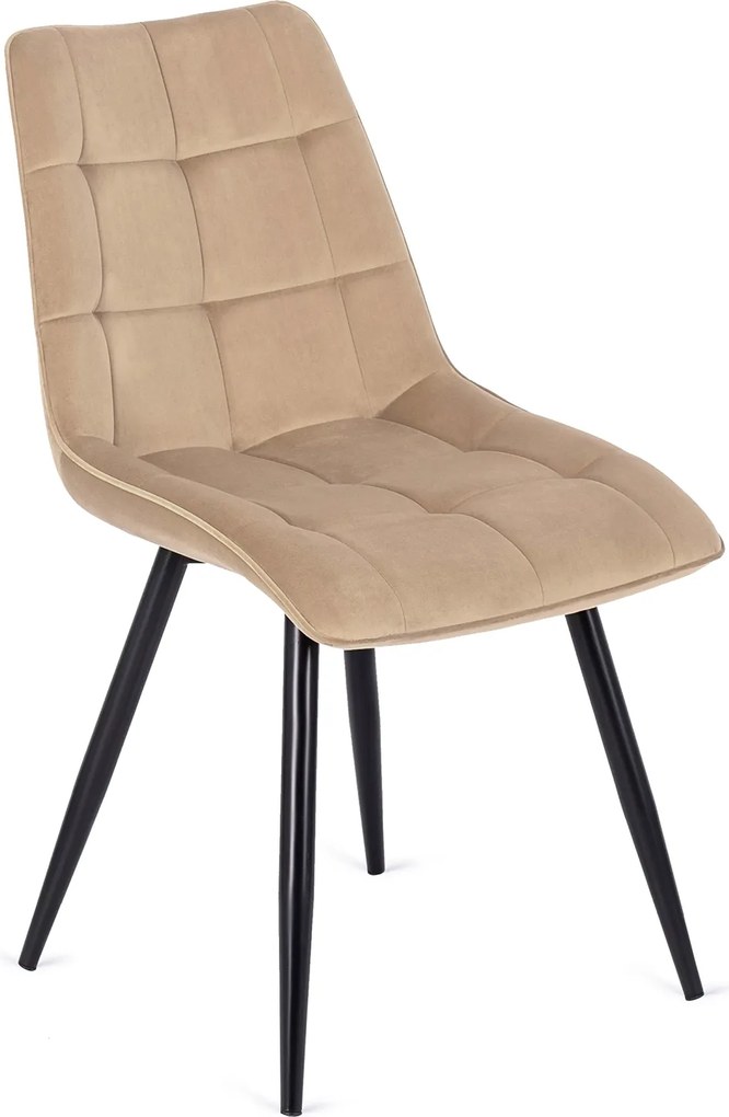 Krzesło Tapicerowane do Jadalni RIO Beżowe Welurowe Nowoczesne Loft