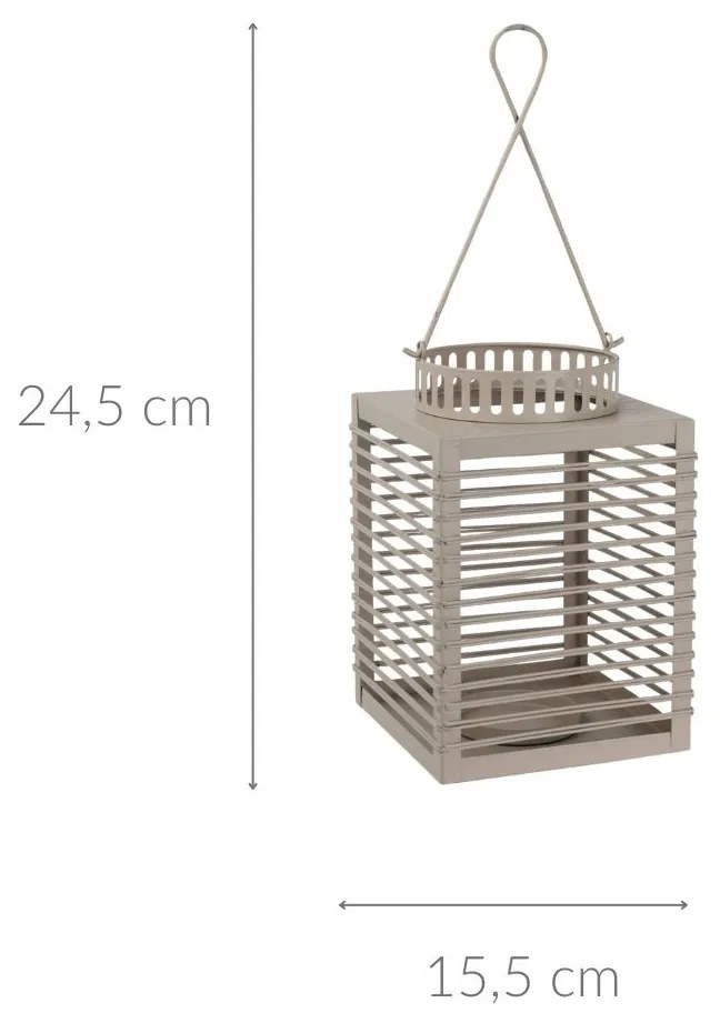 Lampion metalowy z ozdobnym uchwytem, szary
