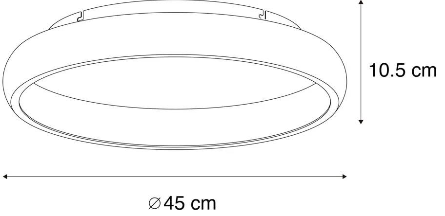 Nowoczesna lampa sufitowa czarna 45 cm z wbudowanym ściemnianym LED - Cardona Nowoczesny Oswietlenie wewnetrzne