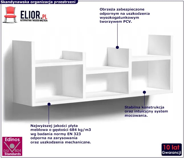Biała Minimalistyczna Półka Ścienna L7-E13