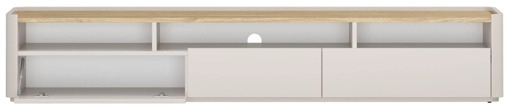 Szafka RTV Elivo 200 cm z dwoma szufladami - kaszmir / dąb olejowany